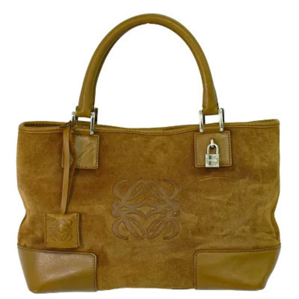 Loewe Anagram Tote Bag Suede Leather Brown